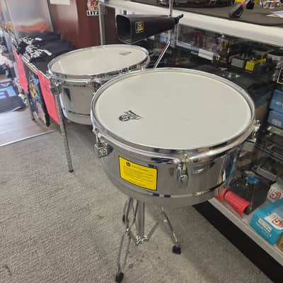 Latin Percussion LPA256 Aspire Series 13/14" Timbale Set with Stand and Cowbell - Steel/Chrome image 3