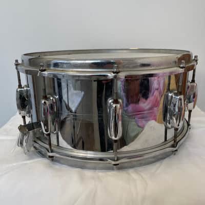 Slingerland Krupa Sound King 6.5" 10-Lug Chrome Over Brass Snare Drum with Zoomatic Strainer 1963 - 1977 - Chrome image 4