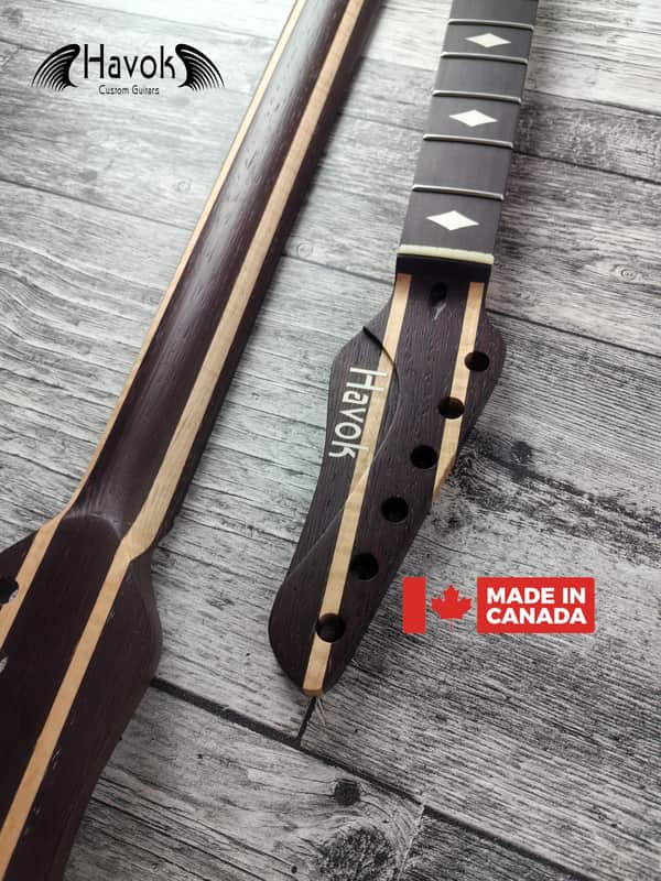 Havok Guitar Neck Wenge Flame Maple Ebony Board, Stainless Steel Frets , 22 Extra Jumbo Jescar Frets image 1