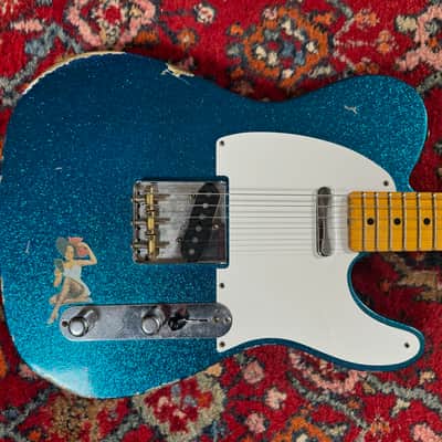 Fender Custom Shop Double Esquire Relic LTD 2015 Aged Sparkle Blue image 3