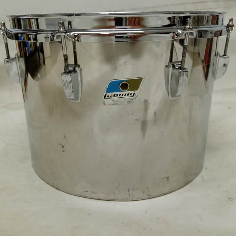 Ludwig 14"Stainless Steel#463 Concert Tom Drum Classic-Lug Vintage70s Blue/Olive image 1