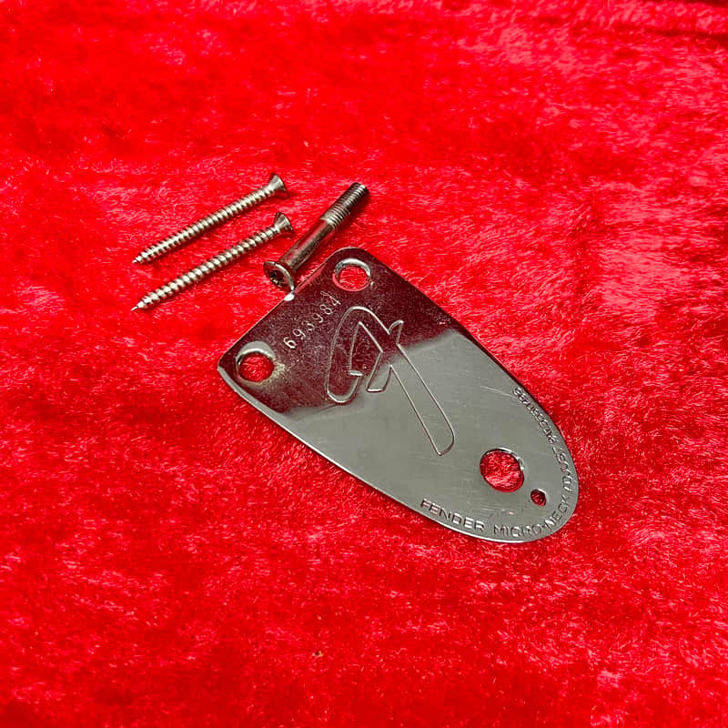 Fender Stratocaster neck plate 1975 Chrome original vintage USA strat image 1