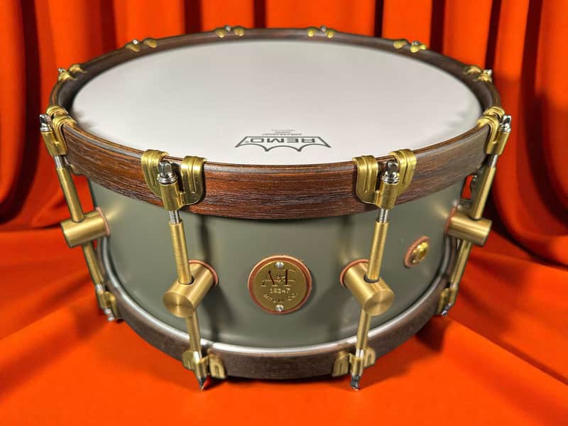 A&F Drum Co. Maple Club 6.5x14" Snare w/ Walnut Hoops (2025) - Kimball Green image 1