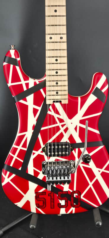 EVH Striped Series 5150, Maple Fingerboard, Red with Black and White Stripes image 1