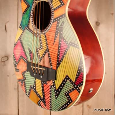 Washburn AB5K Custom Art 4-String Acoustic Bass "The Puzzle Factory " w /gig bag image 11