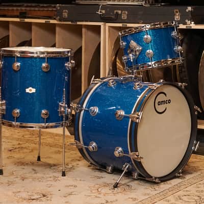 Camco 12/14/18" Drum Set - 1960s Blue Glass Glitter image 2