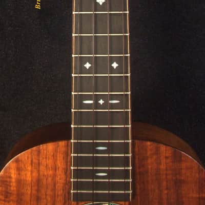Handmade Thin Body Tenor Ukulele, Solid Hawaiian Koa, Hibiscus Soundhole, Inlay, Soft-bag Bruce Wei UG17-3061 image 8