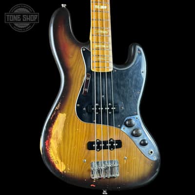Vintage 1975 Fender Jazz Bass 3-Color Sunburst w/non original case TSU25058 image 8