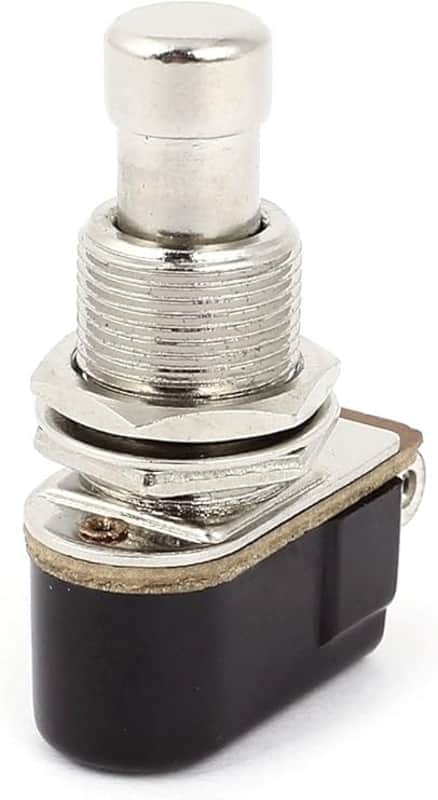 Guitar Foot Pedal Switch, 2 Pin SPST Momentary Soft Push Button Footswitch for Guitar, Metal Effects Pedal Box for Guitar Stompbox Switches, Black Silver Tone image 1