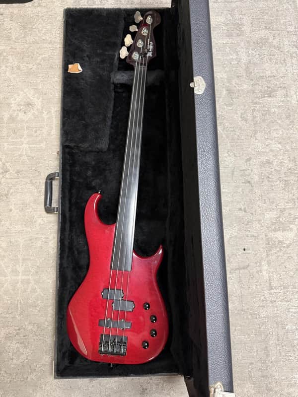Modulus Graphite BassStar Fretless 4-String Bass Red w/ EMG Pickups & Hard Case – USA image 1