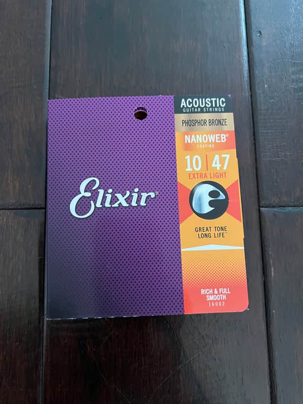 Elixir 16002 Nanoweb Phospher Bronze Acoustic Guitar Strings - Extra Light (10-47) image 1