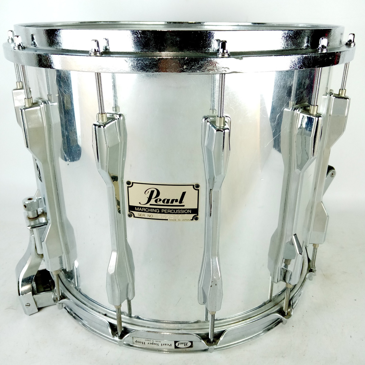 Pearl 12x14" Marching Percussion Snare Drum COW Chrome 12-Lug High-Tension Japan — main photograph