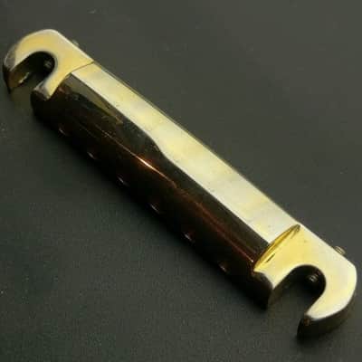 MojoAxe Compensated Wraparound Bridge Tailpiece for Gibson Les Paul, aged gold image 1