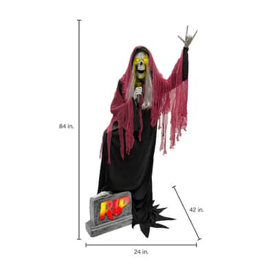 Life-Size 7FT Skeleton Reaper Singer – Halloween Animatronic Musician with Bluetooth & Sound Activation image 4