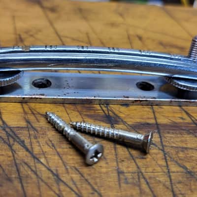 Vintage 1960's Zenon Teisco Guyatone Kawai Japan Electric Guitar Metal Adjustable Bridge and Installation Screws Luthier Parts #3 image 1