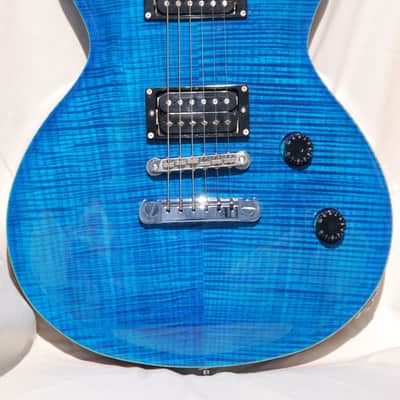 New FGN (Fujigen) Guitars Expert Flame Flamed Maple Les Paul Emerald Blue image 1