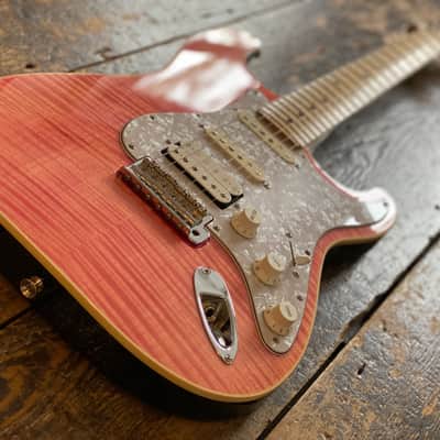 Fender Japanese Ltd Edition 'AST-FMT' Aerodyne Stratocaster 2016 Transparent Pink Maple Flametop w/ Hardcase image 11