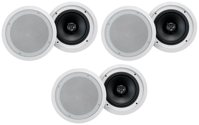 (6) Rockville HC85-16 White 8" 700 Watt In-Ceiling Home Theater Speakers 16 Ohm image 1