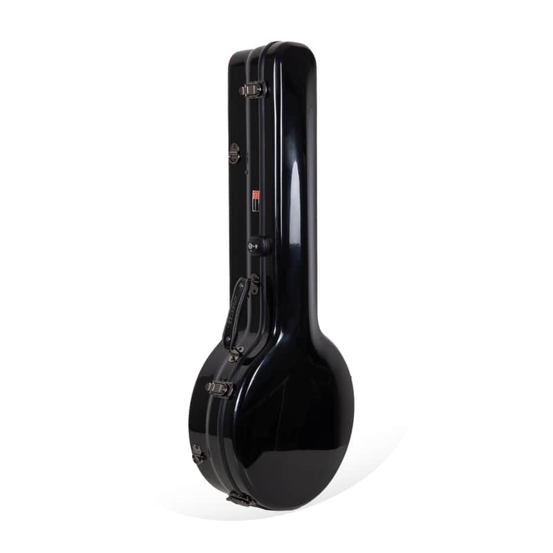 Crossrock Fiberglass Banjo Case-Fits Mastertone & Most 5-String Styles, with Interior Compartment, Backpack Straps, Hygrometer, TSA Lock-Black image 1