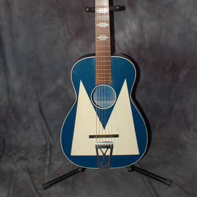 1955 Stella Harmony Sundale Pacific Blue White Pro Neck Reset Plays Great Softshell Case image 1