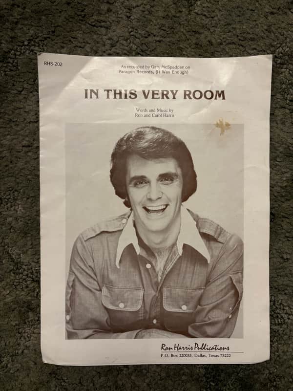 Vintage 1970s Sheet Music In This Very Room by Ron Harris Music Book -Used image 1
