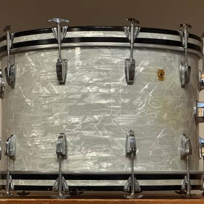 1960's Ludwig 22" White Marine Pearl 14x22 Virgin Bass Drum image 8