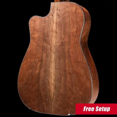 Beard Custom Shop Legacy E Round Neck Acoustic Guitar - Natural Curly Walnut with Hardshell Case image 9