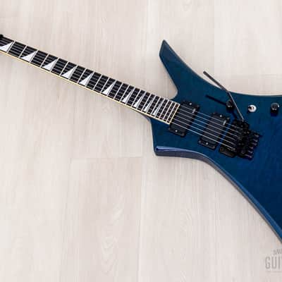 2001 Jackson Stars Japan Pride Kelly J.P. KE/E-230 Trans Blue Quilt Top w/ EMG, Floyd Rose, Case & Tags image 12