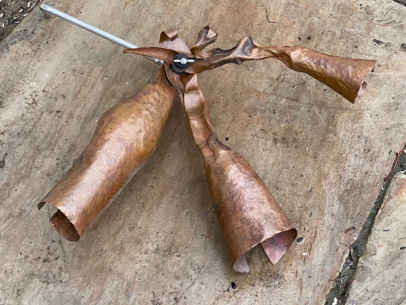 3 Custom Hammered Raw Copper Cowbells 14"-16" FX Chimes image 1