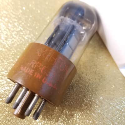 Raytheon Matched Pair (2) JAN-JRP-6SN7WGT tNOS AT1000 TESTED Vacuum Tubes military brown base dual triode 1956-1959 image 2