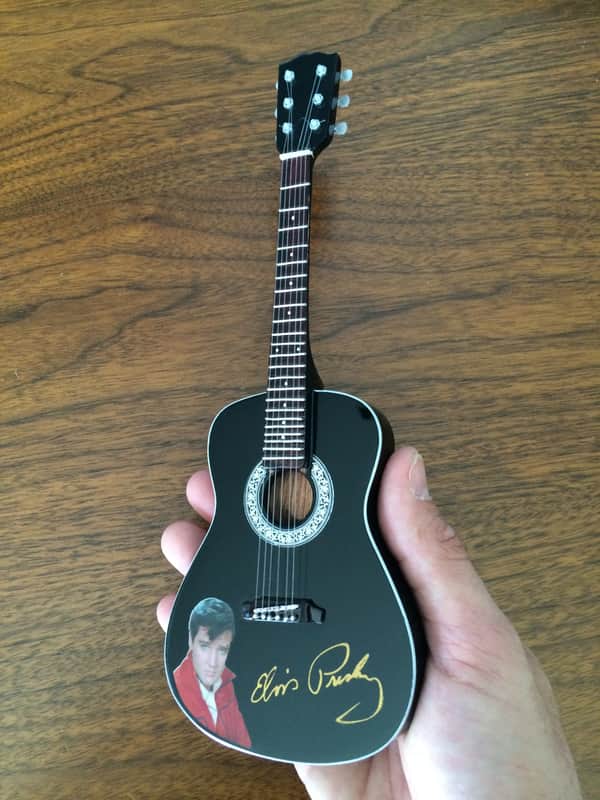Black Acoustic Guitar Elvis Presley Tribute Miniature Guitar Replica Model image 1