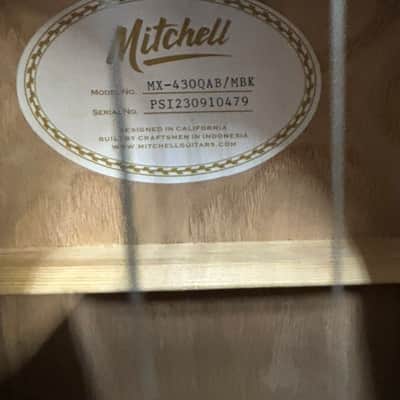 Mitchell MX430QAB Exotic Series Acoustic-Electric Guitar Regular Midnight Black Edge Burst image 2