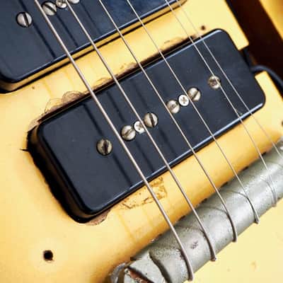 1980s Burny FB-85 F-Bird III Vintage Electric Guitar Gold Mist Poly P-90s, Japan image 17