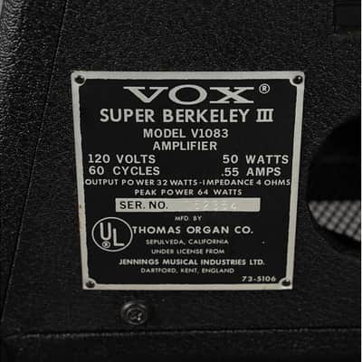 1965 Vox Super Berkeley III Top V1083 & 2 x 10" Box V4083 & FS image 6