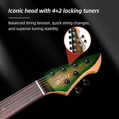 WINZZ Gravity PRO Series -WGS150 Solid Alder Body ST electric guitar With Roasted Maple Neck, HSS Pickups, Rosewood Fingerboard, D'Addario EXL120 Strings, Mini Double Locking Tremolo - Blue image 3