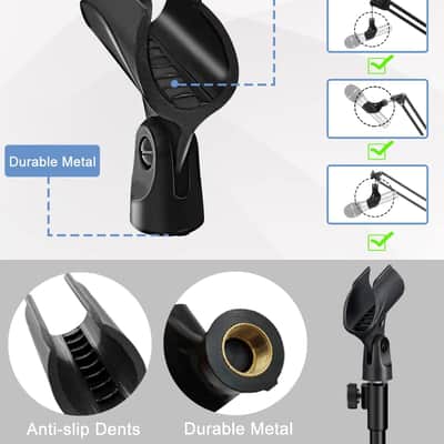 Desktop Mic Stand Portable Foldable Tripod with Mic Clip Holder and 5/8" Male to 3/8" Female Screw Adjustable Microphone Stand. image 6