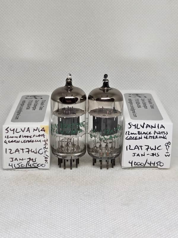 Sylvania JAN 12AT7WC Black AX-Style Plates Matched Pair NOS 12AT7 ECC81 12AT7WB image 1