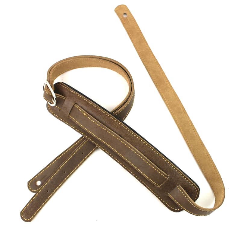 Walker & Williams C-18-DBRN Distressed Finish Brown Leather Vintage Slash Strap Extra Long image 1