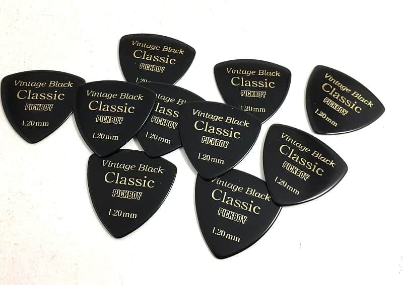 Pickboy Guitar Picks Vintage Classic Black Rounded Tri 1.20mm 10 pack image 1
