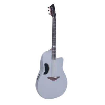 WINZZ AFO300C Solid Spruce Top With Carbon Fiber Back Acoustic Electric Guitar - Grey image 6