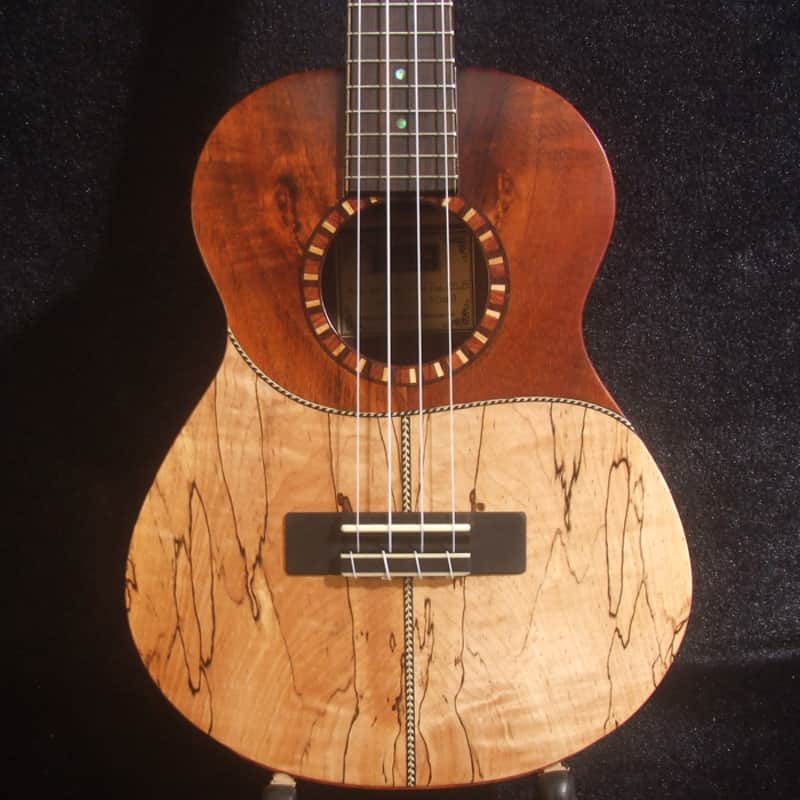 Handmade Tenor Ukulele, Solid Spalted Maple, Indian Rosewood, Soft-bag, Bruce Wei UG17-3049 image 1