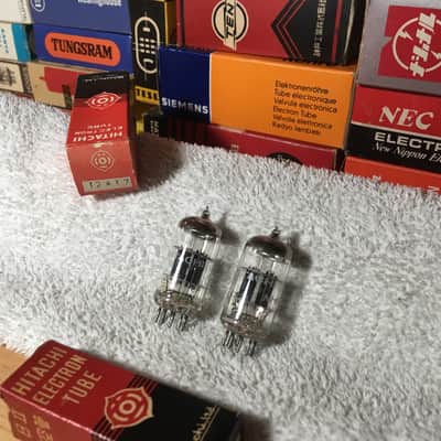 2 Matched NOS Hitachi Japan 12AT7 ECC81 ~ Rare Special NHK Communications Grade ~ Holy Grail Punchy Jangley Dynamic Warm Tone image 2