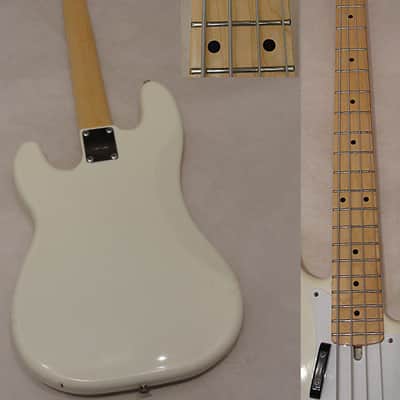 Vintage 1980's Bradley P bass 4 string Electric Bass Guitar made in Japan  Gloss White image 3