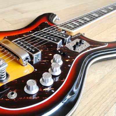 1960s Silvertone 1445 Vintage Electric Guitar by Teisco German Carve 1441 w/ gigbag & Original Strap image 8