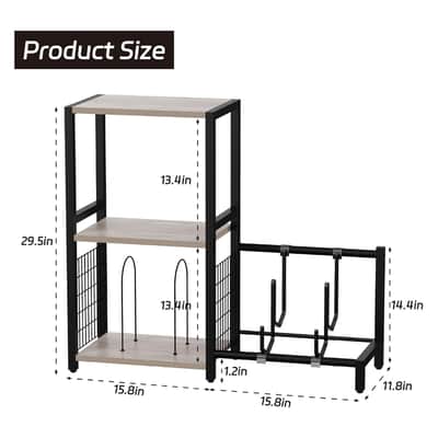 Grey Studio 3-Tier Guitar Stand for Acoustic Guitars, Electric, Bass Music Cabinet image 7