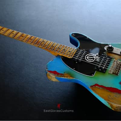 Fender Telecaster Blacktop HH Daphne Blue/Pelham Blue Heavy Aged Relic image 2