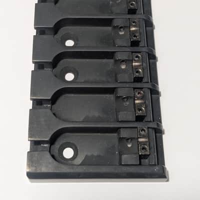 ABM 6 String Solid Brass Bass Bridge BLACK Steel Lock-Down Saddle Assembly Unused image 6