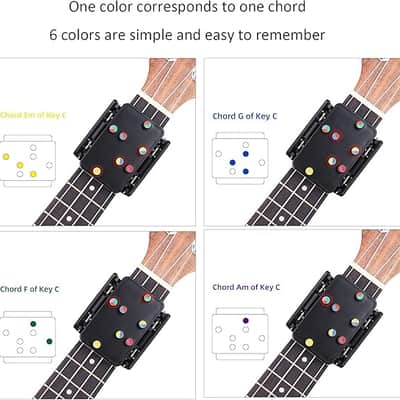 Ukulele Aid Easy Press Kit Chord Assisted Learning Tool, Ukulele Attachment Eliminates Finger Pain Ukulele Chord Trainer for 23 Inches and 26 Inches, One Color One String Black Chord Ukulele Aid image 2