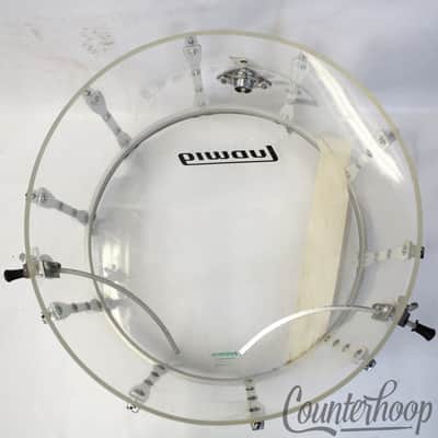 Ludwig 22x14"Vistalite Clear Bass Drum+Rare Mach Lugs Vintage 70s Blue/Olive USA image 11