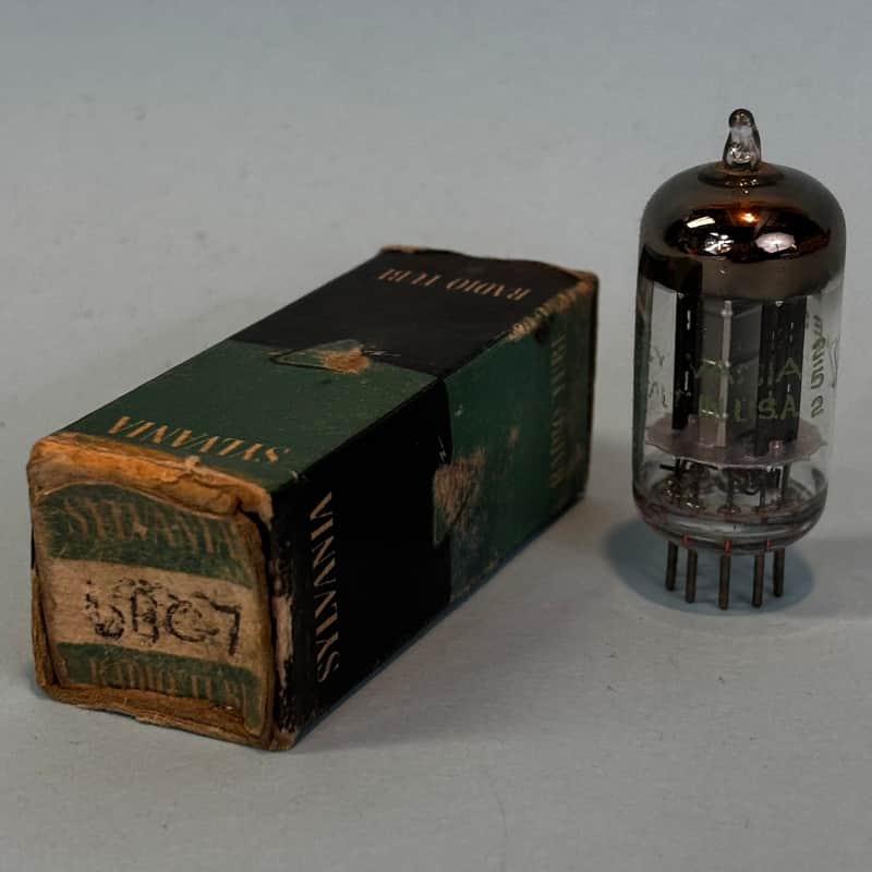 1952 Sylvania 6BC7 Vintage 1950s Black Plate D Getter Tube! T434 image 1